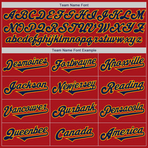 Custom Red Navy-Gold Authentic Two Tone Baseball Jersey