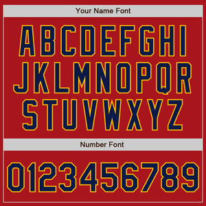 Custom Red Navy-Gold Authentic Two Tone Baseball Jersey