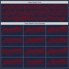 Load image into Gallery viewer, Custom Navy Red Authentic Two Tone Baseball Jersey
