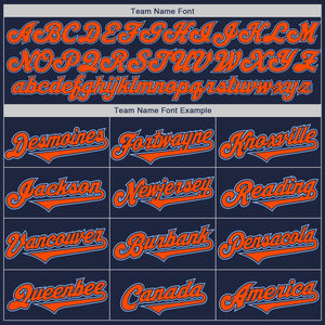 Custom Navy Orange-Light Blue Authentic Two Tone Baseball Jersey