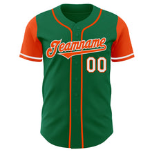 Load image into Gallery viewer, Custom Kelly Green Orange-White Authentic Two Tone Baseball Jersey
