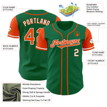 Load image into Gallery viewer, Custom Kelly Green Orange-White Authentic Two Tone Baseball Jersey
