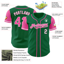 Load image into Gallery viewer, Custom Kelly Green Pink-White Authentic Two Tone Baseball Jersey
