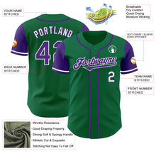 Load image into Gallery viewer, Custom Kelly Green Purple-White Authentic Two Tone Baseball Jersey

