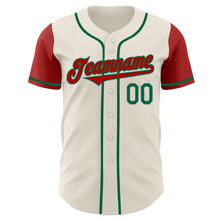 Load image into Gallery viewer, Custom Cream Red-Kelly Green Authentic Two Tone Baseball Jersey

