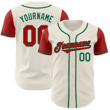 Load image into Gallery viewer, Custom Cream Red-Kelly Green Authentic Two Tone Baseball Jersey
