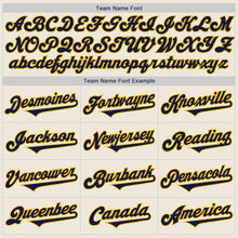 Load image into Gallery viewer, Custom Cream Navy-Gold Authentic Two Tone Baseball Jersey
