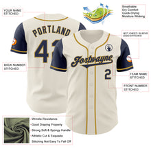 Load image into Gallery viewer, Custom Cream Navy-Old Gold Authentic Two Tone Baseball Jersey
