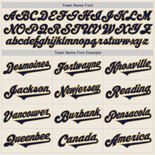 Load image into Gallery viewer, Custom Cream Navy-Old Gold Authentic Two Tone Baseball Jersey
