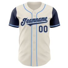 Load image into Gallery viewer, Custom Cream Navy-Light Blue Authentic Two Tone Baseball Jersey
