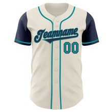 Load image into Gallery viewer, Custom Cream Navy-Teal Authentic Two Tone Baseball Jersey
