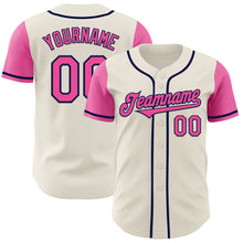 Load image into Gallery viewer, Custom Cream Pink-Navy Authentic Two Tone Baseball Jersey
