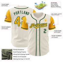 Load image into Gallery viewer, Custom Cream Gold-Green Authentic Two Tone Baseball Jersey
