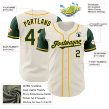 Load image into Gallery viewer, Custom Cream Green-Gold Authentic Two Tone Baseball Jersey
