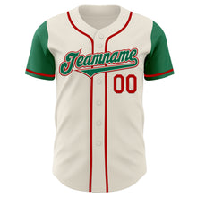 Load image into Gallery viewer, Custom Cream Kelly Green-Red Authentic Two Tone Baseball Jersey
