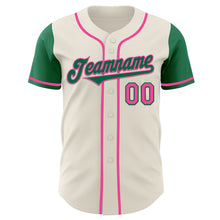 Load image into Gallery viewer, Custom Cream Kelly Green-Pink Authentic Two Tone Baseball Jersey
