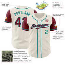 Load image into Gallery viewer, Custom Cream Crimson-Teal Authentic Two Tone Baseball Jersey
