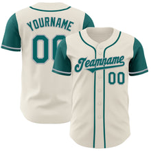 Load image into Gallery viewer, Custom Cream Teal-Gray Authentic Two Tone Baseball Jersey
