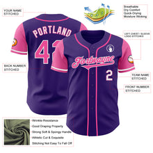Load image into Gallery viewer, Custom Purple Pink-White Authentic Two Tone Baseball Jersey
