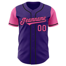 Load image into Gallery viewer, Custom Purple Pink-Black Authentic Two Tone Baseball Jersey
