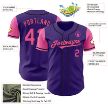 Load image into Gallery viewer, Custom Purple Pink-Black Authentic Two Tone Baseball Jersey
