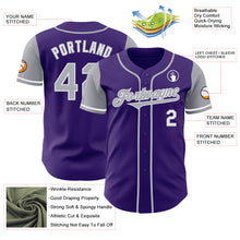 Load image into Gallery viewer, Custom Purple Gray-White Authentic Two Tone Baseball Jersey
