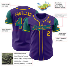 Load image into Gallery viewer, Custom Purple Teal-Yellow Authentic Two Tone Baseball Jersey
