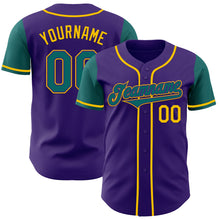 Load image into Gallery viewer, Custom Purple Teal-Yellow Authentic Two Tone Baseball Jersey
