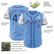 Load image into Gallery viewer, Custom Light Blue Royal-White Authentic Two Tone Baseball Jersey

