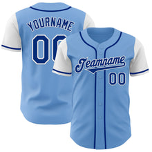 Load image into Gallery viewer, Custom Light Blue Royal-White Authentic Two Tone Baseball Jersey
