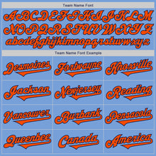 Load image into Gallery viewer, Custom Light Blue Orange-Navy Authentic Two Tone Baseball Jersey
