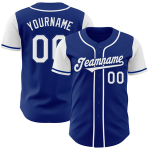 Custom Royal White Authentic Two Tone Baseball Jersey