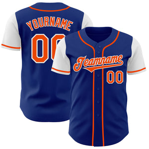 Custom Royal Orange-White Authentic Two Tone Baseball Jersey
