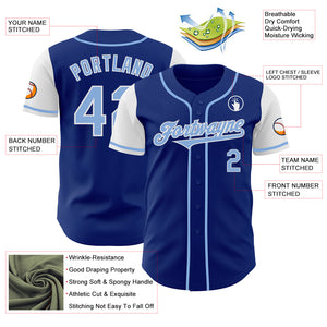 Custom Royal Light Blue-White Authentic Two Tone Baseball Jersey