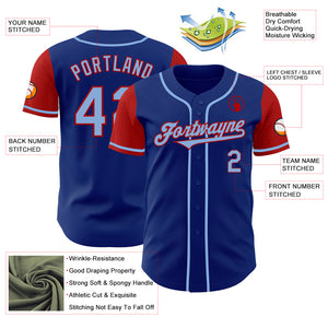 Custom Royal Light Blue-Gold Authentic Two Tone Baseball Jersey