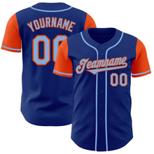 Load image into Gallery viewer, Custom Royal Light Blue-Orange Authentic Two Tone Baseball Jersey
