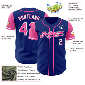 Custom Royal Pink-White Authentic Two Tone Baseball Jersey