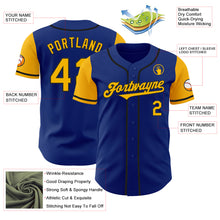 Load image into Gallery viewer, Custom Royal Gold-Black Authentic Two Tone Baseball Jersey
