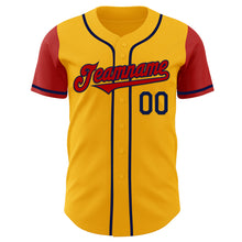 Load image into Gallery viewer, Custom Gold Red-Navy Authentic Two Tone Baseball Jersey
