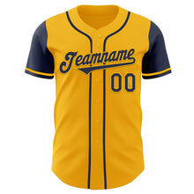 Load image into Gallery viewer, Custom Gold Navy Authentic Two Tone Baseball Jersey
