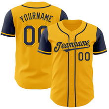 Load image into Gallery viewer, Custom Gold Navy Authentic Two Tone Baseball Jersey
