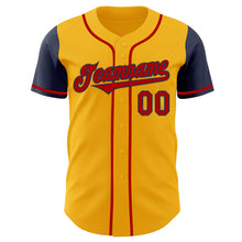 Load image into Gallery viewer, Custom Gold Red-Navy Authentic Two Tone Baseball Jersey
