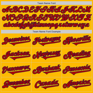 Custom Gold Red-Navy Authentic Two Tone Baseball Jersey