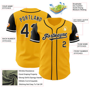 Custom Gold Black-White Authentic Two Tone Baseball Jersey