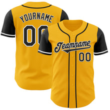 Load image into Gallery viewer, Custom Gold Black-White Authentic Two Tone Baseball Jersey
