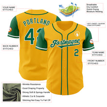 Load image into Gallery viewer, Custom Gold Kelly Green-White Authentic Two Tone Baseball Jersey
