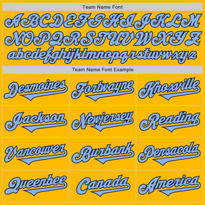 Custom Gold Light Blue-Navy Authentic Two Tone Baseball Jersey