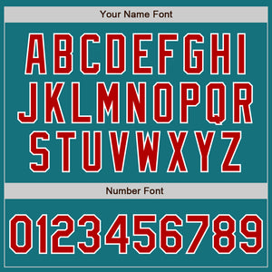 Custom Teal Red-White Authentic Two Tone Baseball Jersey