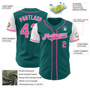 Custom Teal Pink-White Authentic Two Tone Baseball Jersey