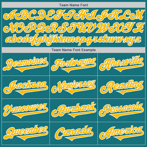 Custom Teal Gold-White Authentic Two Tone Baseball Jersey
